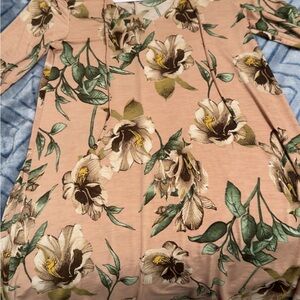 Peach Love California Green Leaf Print Dress